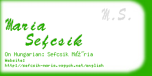 maria sefcsik business card